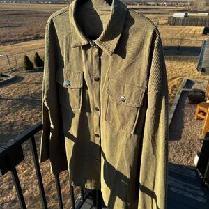 Emery Rose Olive Textured Shirt Jacket